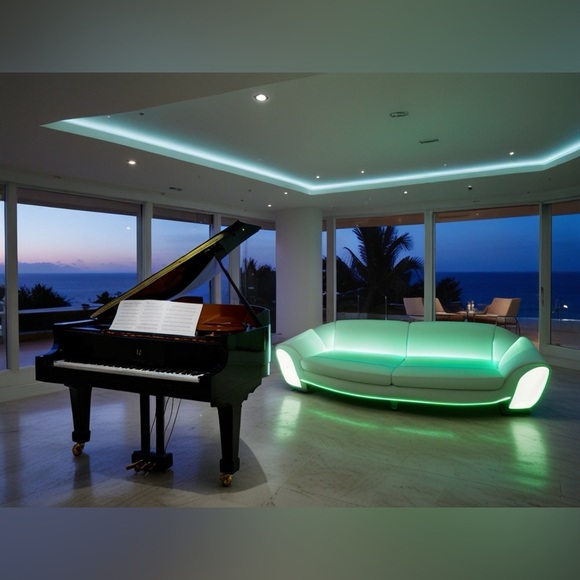 HANDCRAFTED digital art print interior decor Futuristic Sofa with LED Lighting - Picture 1 of 9